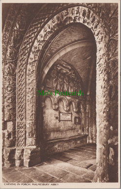 Wiltshire Postcard - Malmesbury Abbey, Carving in Porch  HP17