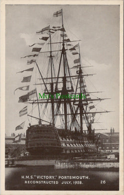 Hampshire Postcard - H.M.S.Victory, Portsmouth Dockyard, 1928 - HP35