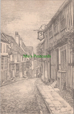 Sussex Postcard - Mermaid Street, Rye Pencil Sketch  DC977