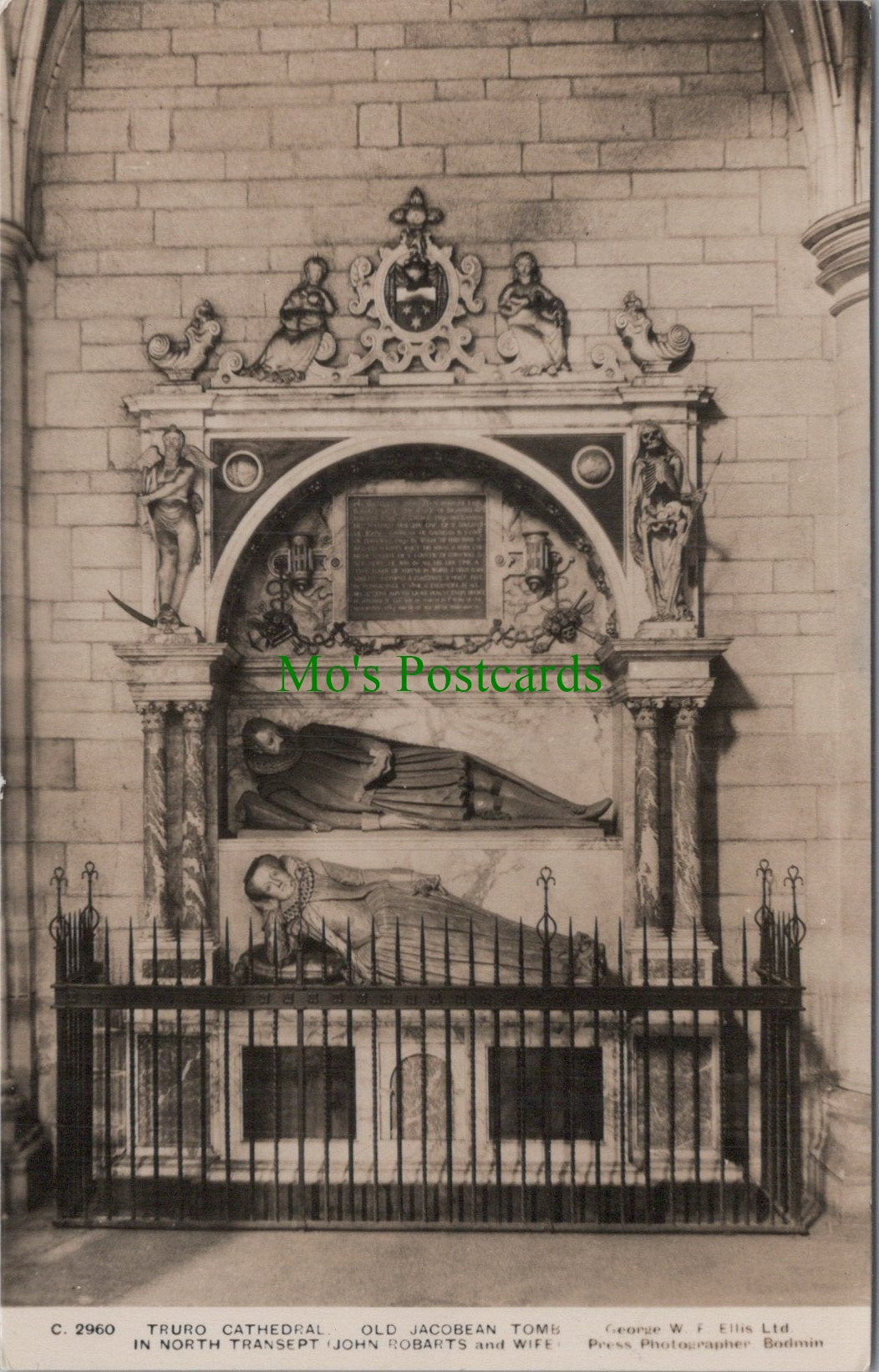 Cornwall Postcard - Truro Cathedral, Old Jacobean Tomb DC872