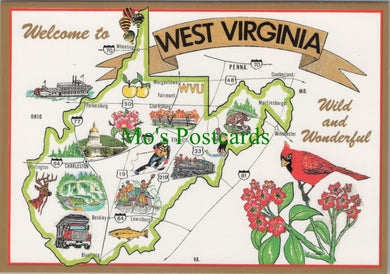 America Postcard - Map of West Virginia  SW11953