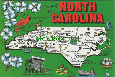 America Postcard - Map of North Carolina  SW11954