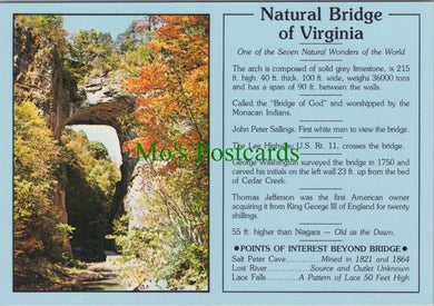 America Postcard - Natural Bridge of Virginia  SW11984