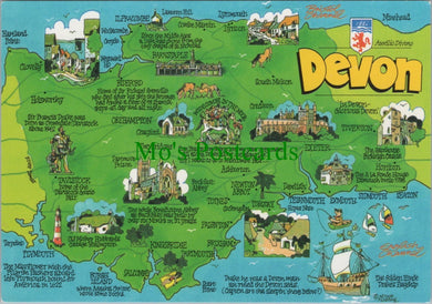 Maps Postcard - Map of Devon SW12216