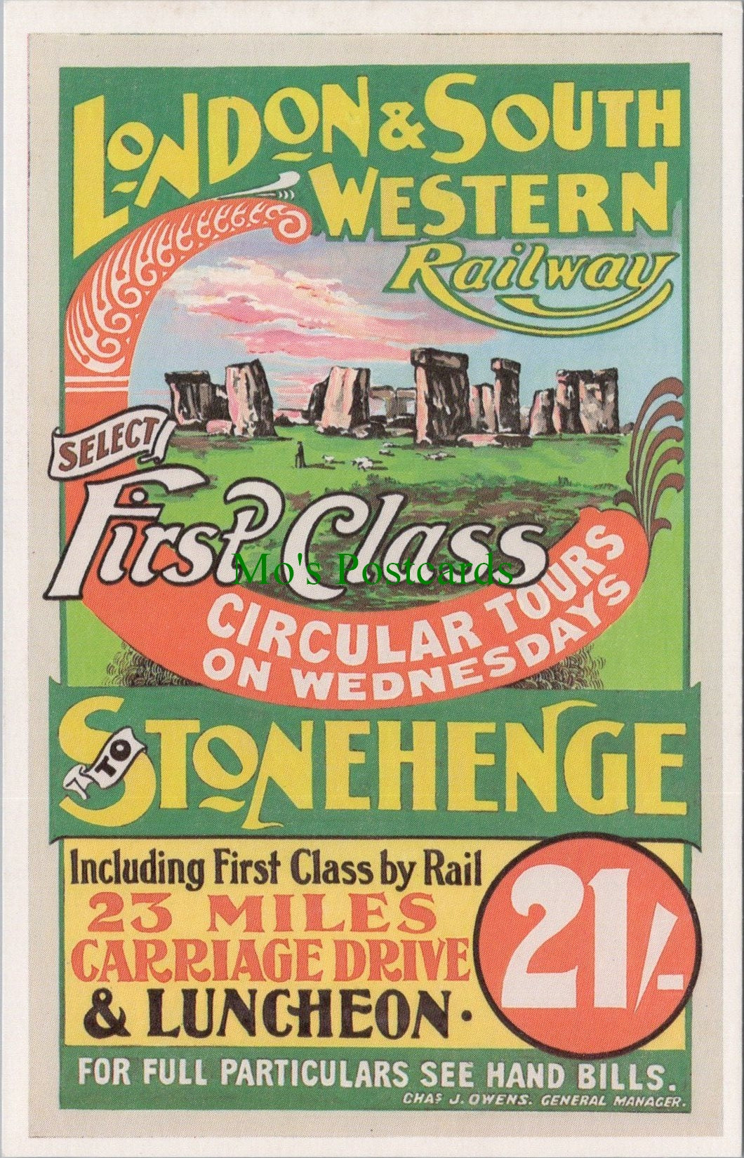 Advertising Postcard - Stonehenge, London & South Western Railway  SW12761