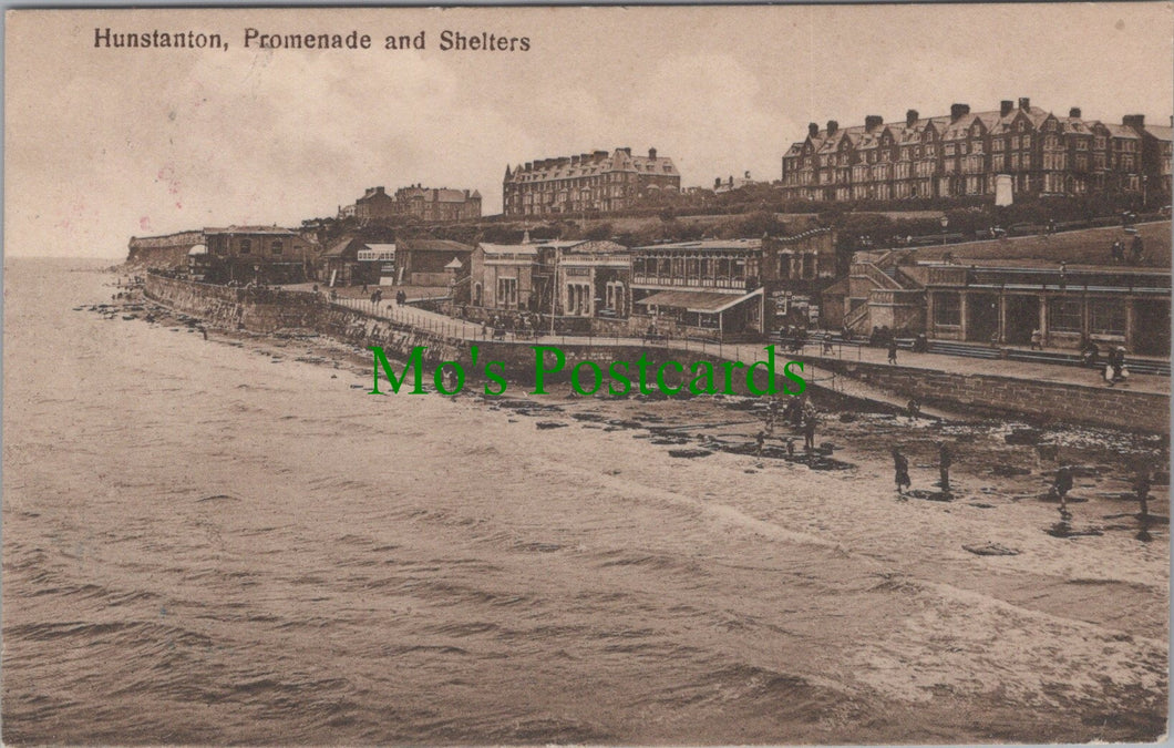 Norfolk Postcard - Hunstanton Promenade and Shelters  SW12975