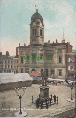 Derbyshire Postcard - Derby Town Hall and Bass Memorial  SW13046