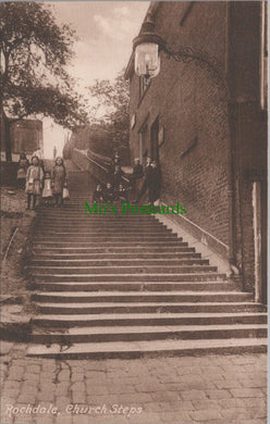 Lancashire Postcard - Rochdale Church Steps  SW12556
