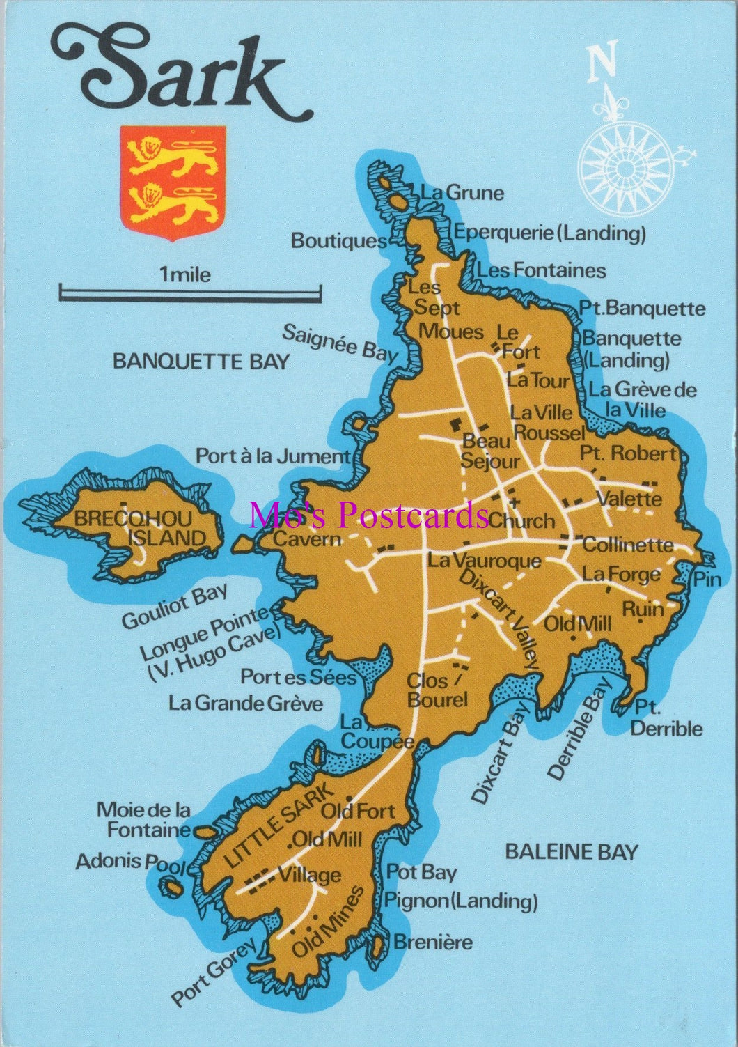 Maps Postcard - Map of Sark, The Channel Islands  SW16014