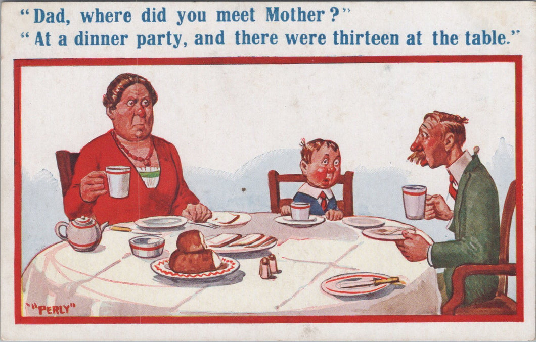 Comic Postcard - Parents, Family, Dad, Mother, Dinner Table  SW16130