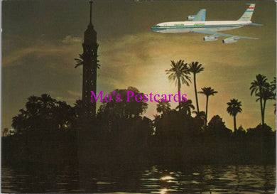 Egypt Postcard - Cairo Tower at Sunset, Egypt Air Aeroplane  SW16210