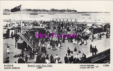 Co Durham Postcard - South Shields Beach and Fun Fair c1897 - SX311