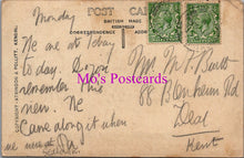Load image into Gallery viewer, Vintage postcard with handwritten text and green stamps, featuring &#39;Mo&#39;s Postcards&#39; branding.
