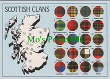 Load image into Gallery viewer, Scotland Postcard - Scottish Clans Map and Tartans  SW13653
