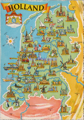 Map Postcard - Map Showing Holland, The Netherlands  SW14101