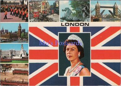 London Postcard - Queen Elizabeth II, London Landmarks SW14132