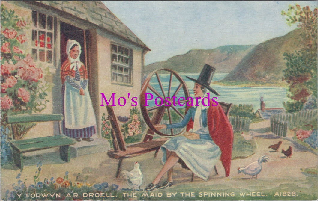 Fashion Postcard - The Maid By The Spinning Wheel   SW15634