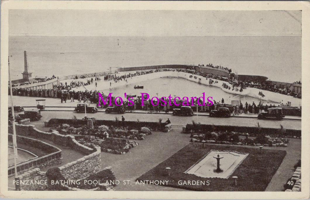 Cornwall Postcard - Penzance Bathing Pool and St Anthony Gardens  SW15319