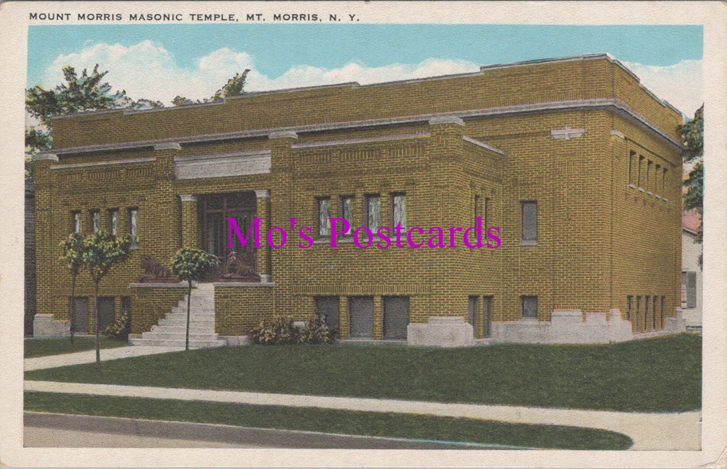 America Postcard - Masonic Temple, Mount Morris, New York  HM450