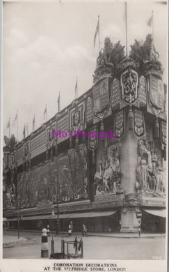 London Postcard - Selfridge Store, Coronation Decorations  HM545