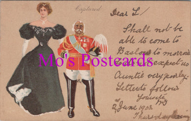 Couples Postcard - Elderly Military Man and Taller Lady  SW15370 