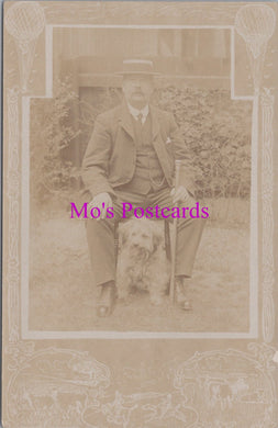 Animals Postcard - Dogs, Gentleman With His Pet Dog  SW14788