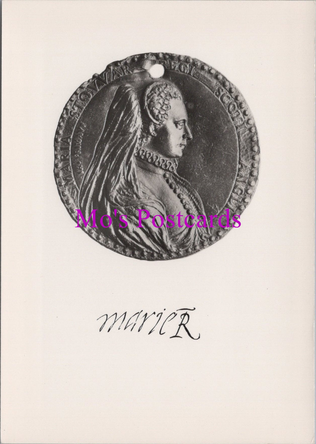 British Museum Postcard - Mary Queen of Scots Lead Medal   SW15248