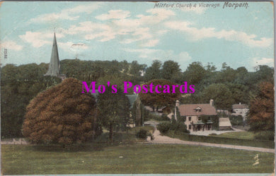 Northumberland Postcard - Morpeth, Mitford Church and Vicarage  SW14682