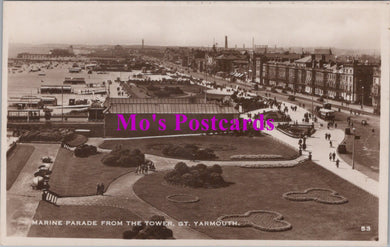 Norfolk Postcard - Great Yarmouth, Marine Parade From The Tower  SW14687