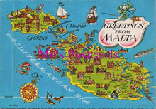 Load image into Gallery viewer, Maps Postcard - Greetings From Malta  SW15442
