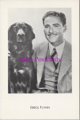 Film Star Postcard - Errol Flynn and a Dog SW15445