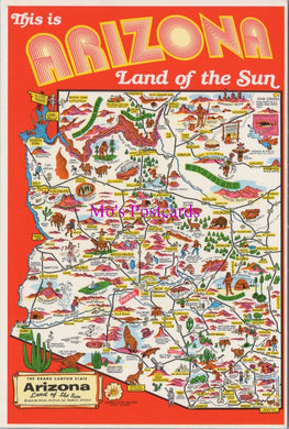 Maps Postcard - Map of Arizona, Land of The Sun   SW14347