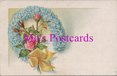 Greetings Postcard - Good Luck, Horseshoe of Flowers  DZ82