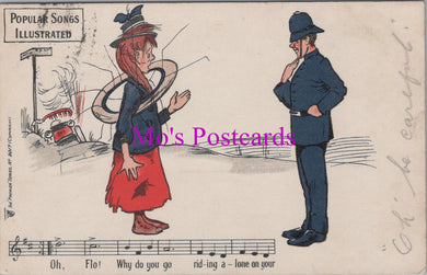 Musical Postcard - Popular Songs Illustrated, Policeman, Car Accident DZ147