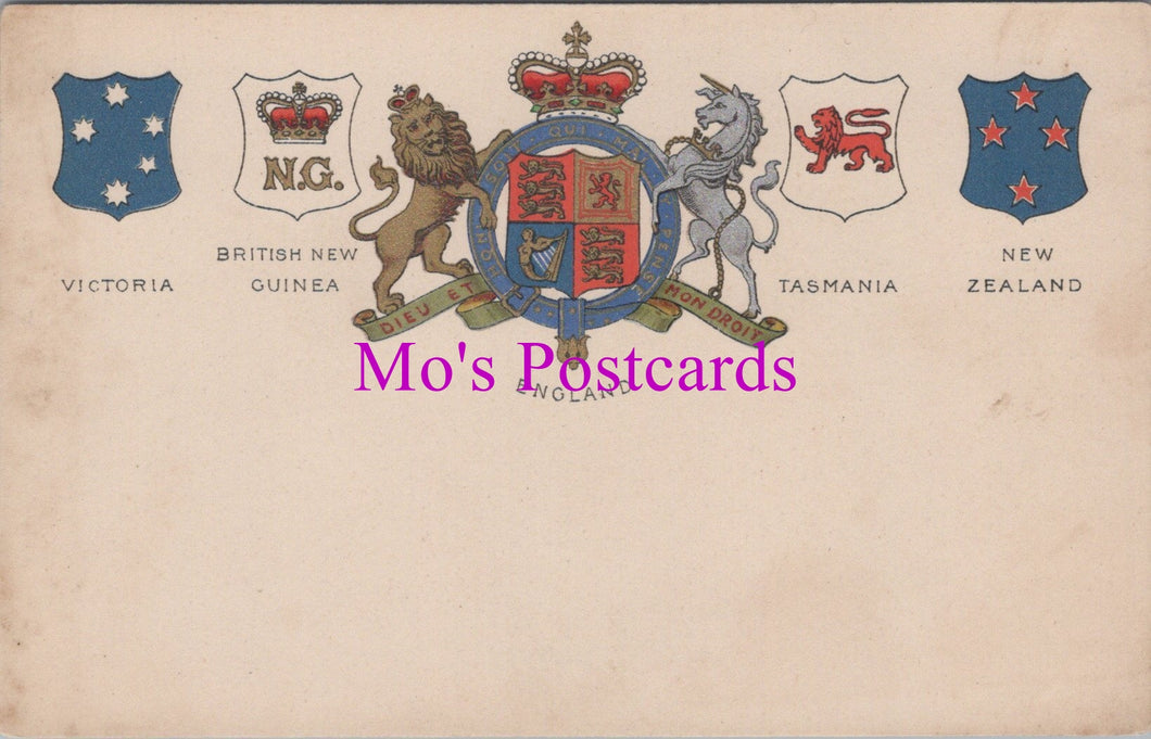 Heraldic Postcard - Heraldry, England, Victoria, British New Guinea DZ148