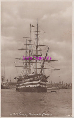 Royal Navy Postcard - H.M.S.Victory in Portsmouth Harbour  DZ156
