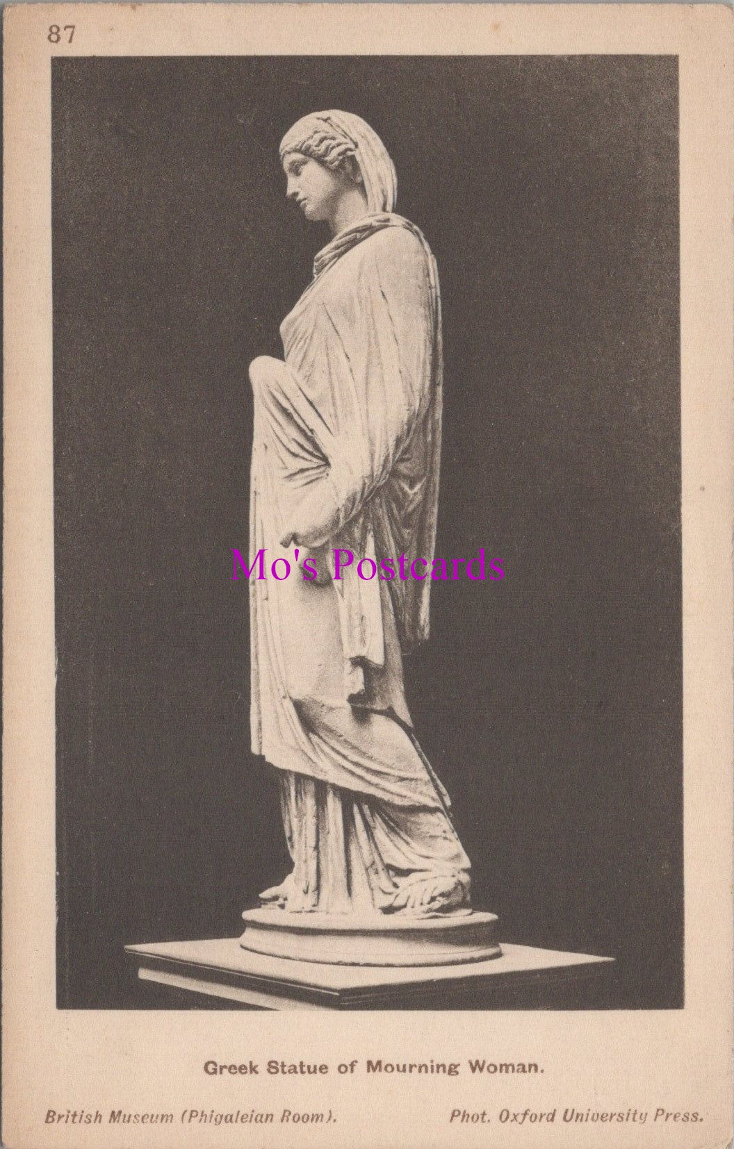 British Museum Postcard - Greek Statue of Mourning Woman   SW14419
