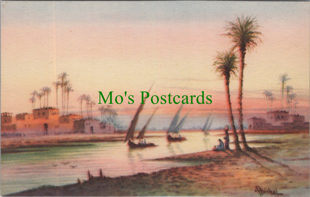Egypt Postcard - Sailing Boats on The Nile at Sunset   SW13793