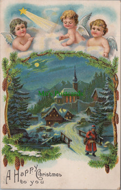 Embossed Greetings Postcard - A Happy Christmas To You  SW13810