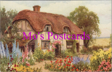 Flowers Postcard - Thatched Cottage and Flower Garden  SW14506