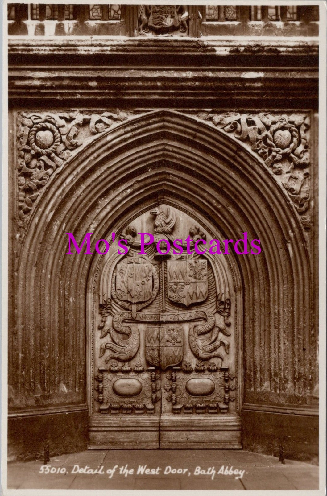 Somerset Postcard - Bath Abbey, Detail of The West Door SW14517