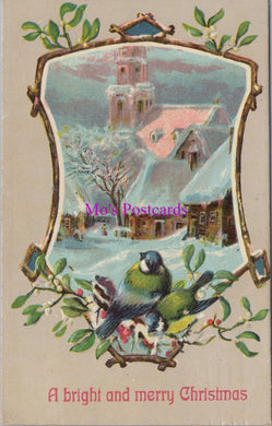Embossed Greetings Postcard - A Bright and Merry Christmas  DZ198