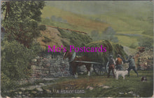 Load image into Gallery viewer, Farming Postcard - A Heavy Load. Hay Cart, Thatched Roof  SW16160
