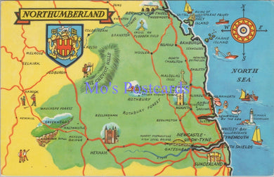 Maps Postcard - Map of Northumberland   DZ74