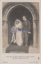 Load image into Gallery viewer, Wedding Postcard - Mr &amp; Mrs Edgar Davis, Hinckley, July 14th 1914 -  DZ97

