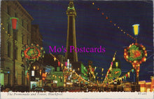 Load image into Gallery viewer, Lancashire Postcard - Blackpool Illuminations, Promenade and Tower  SW15817
