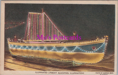 Lancashire Postcard - Blackpool Illuminations, Lifeboat   SW15821