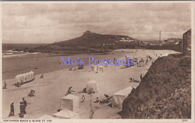 Cornwall Postcard - St Ives, Porthmeor Beach and Island SW13869
