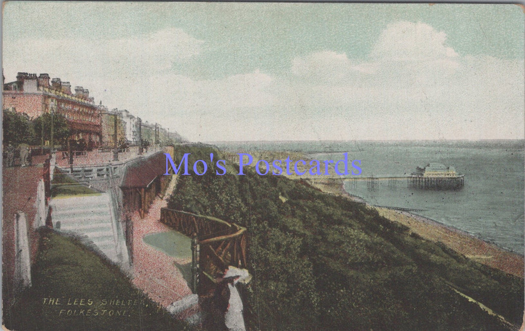 Kent Postcard - Folkestone, The Lees Shelter    DC1787