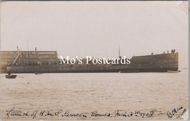 Naval Shipping Postcard - Launch of H.M.S. Saracen in 1908 - SW16727